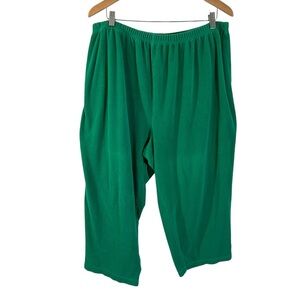 Quacker Factory Green Velour Pants Plus Size 2X Rhinestone Embellished Pull On